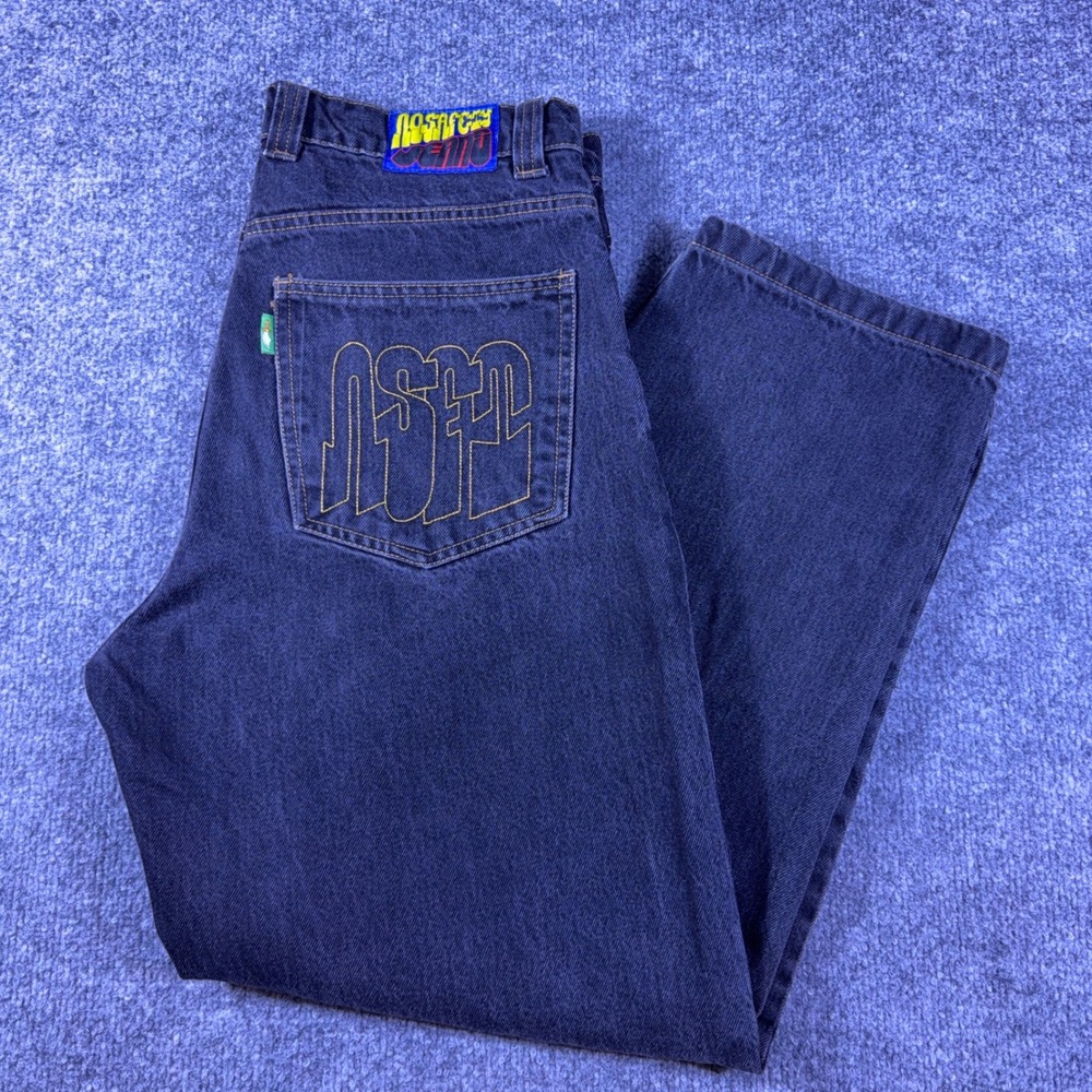 No Safety Jeans Vintage Baggy Skate Denim Y2K Grunge NSFC Mens W34 L34 Dark